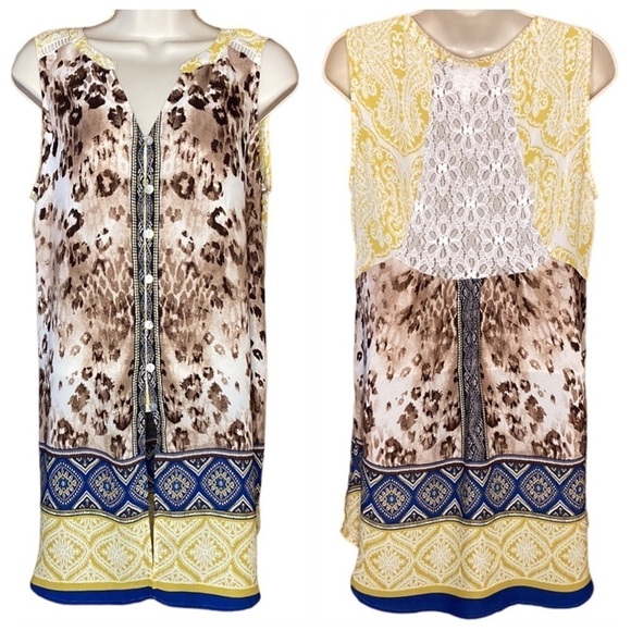 Fig & Flower | Animal and Mixed Print Tunic Blouse L - Picture 1 of 6